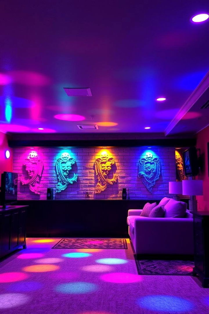 Color Changing LED for Dynamic Effects - 22 Basement Lighting Ideas