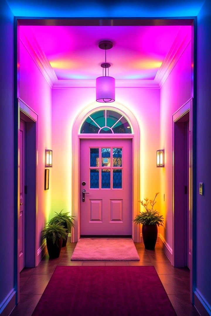 Color Changing Lights for Dynamic Ambiance - 22 Entryway Lighting Ideas