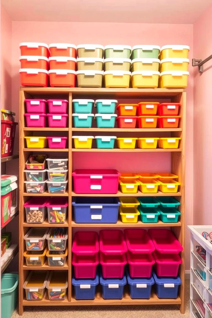 Color Coded Containers for Easy Sorting - 22 Craft Room Organization Ideas