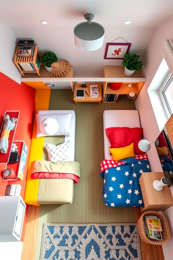 Color Coded Spaces - 22 Boy and Girl Shared Small Room Ideas