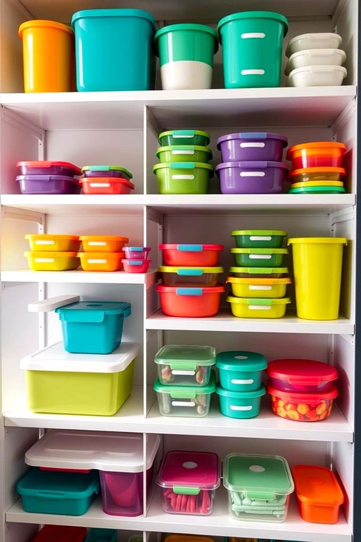 Color Coded Storage - 22 Tupperware Organization Ideas