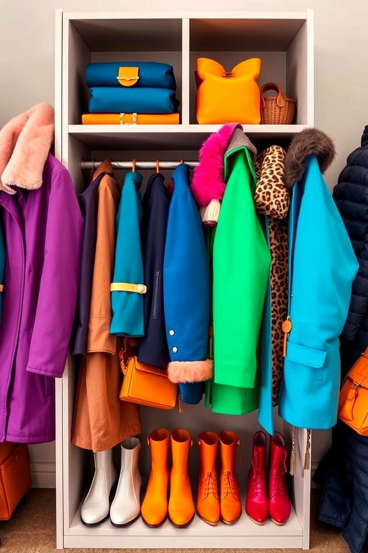 Color Coding for Easy Organization - 22 Coat Closet Ideas