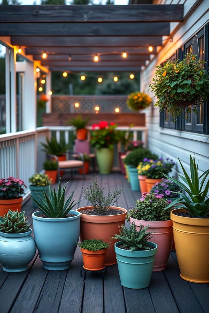 Color Coordinated Container Themes - 22 Deck Decorating Ideas With Plants