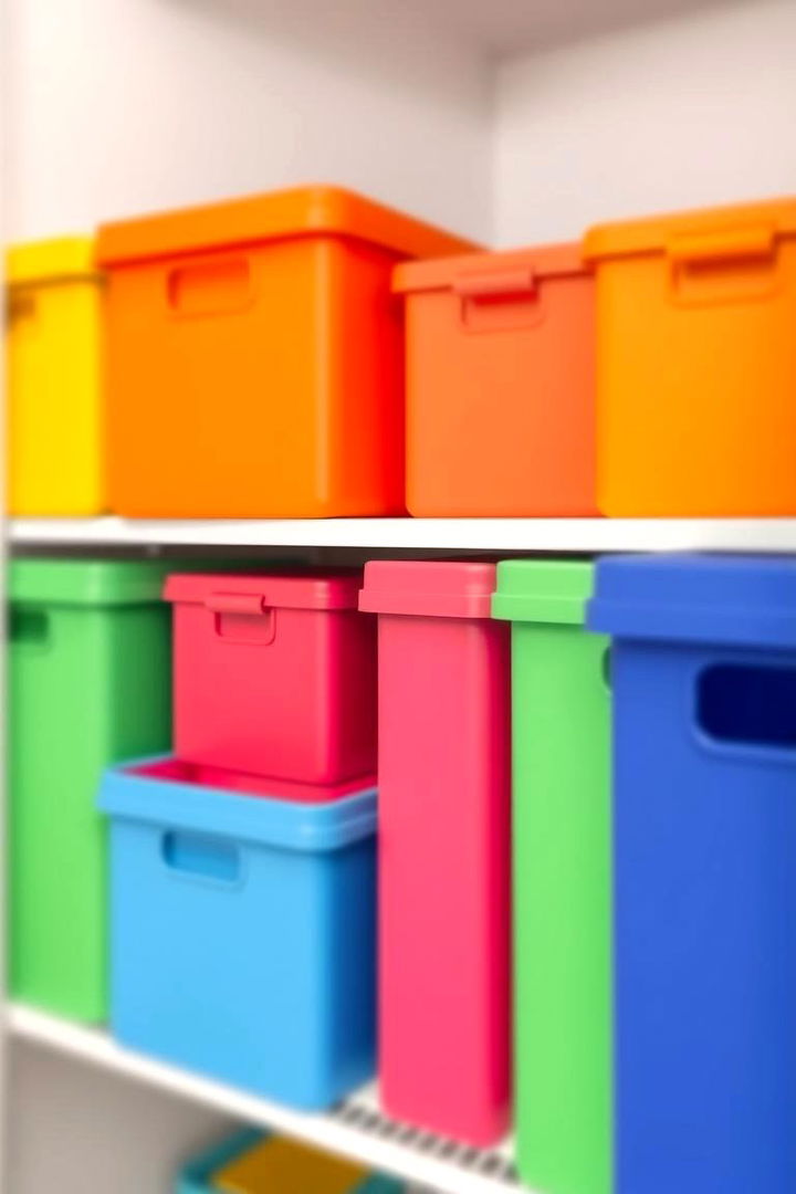 Color Coordinated Storage Boxes - 22 Hall Closet Organization Ideas