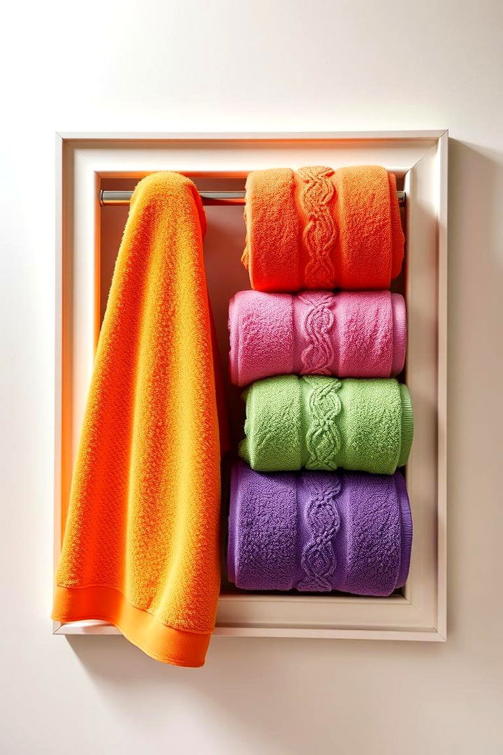 Color Coordinated Towel Frame - 22 Towel Display Ideas