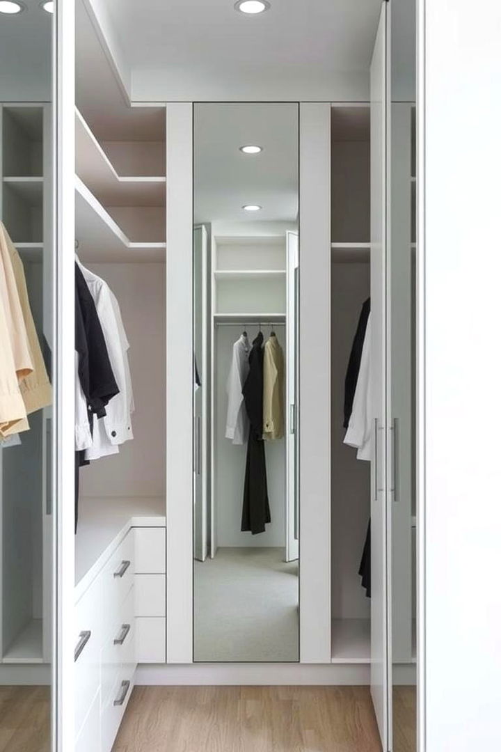 Color and Mirror Accents for Visual Expansion - 22 Sloped Ceiling Closet Ideas