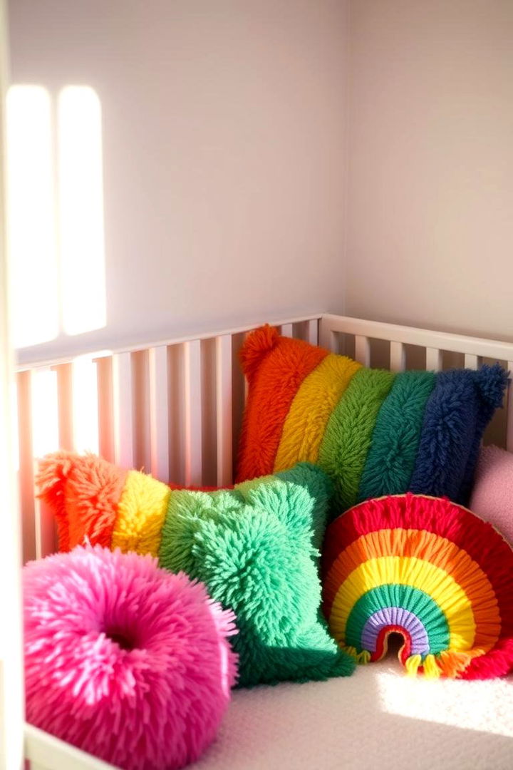 Colorful Accent Pillows - 22 Rainbow Nursery Ideas