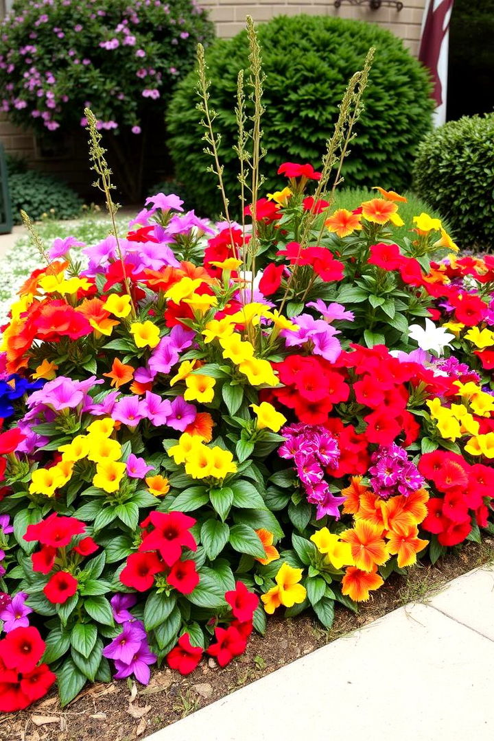 Colorful Annual Blooms Arrangement - 22 Front Yard Texas Flower Bed Ideas