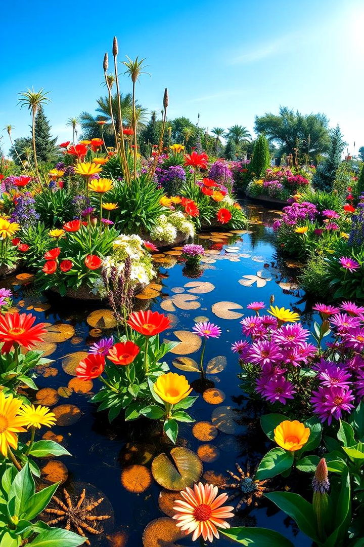 Colorful Aquatic Garden - 22 Backyard Pond Ideas
