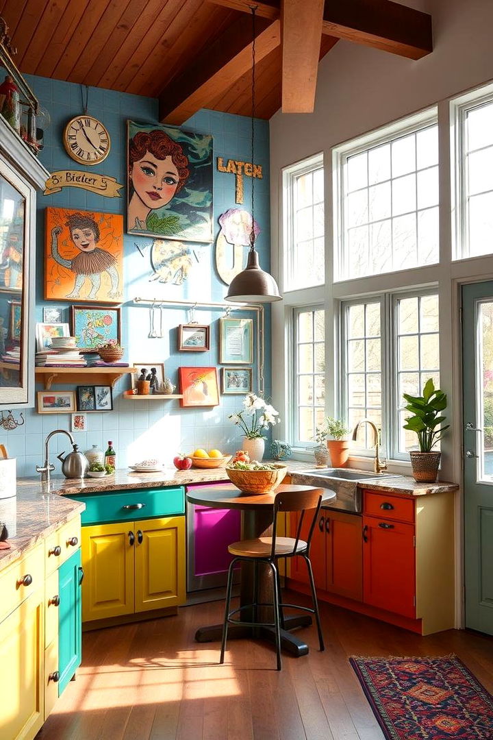 Colorful Artistic Sunroom Kitchen - 22 Sunroom Kitchen Ideas