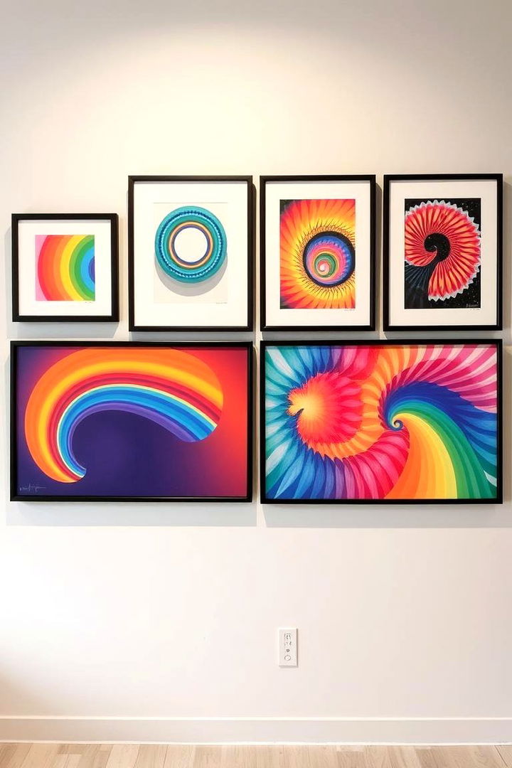 Colorful Artwork Display - 22 Rainbow Bedroom Ideas