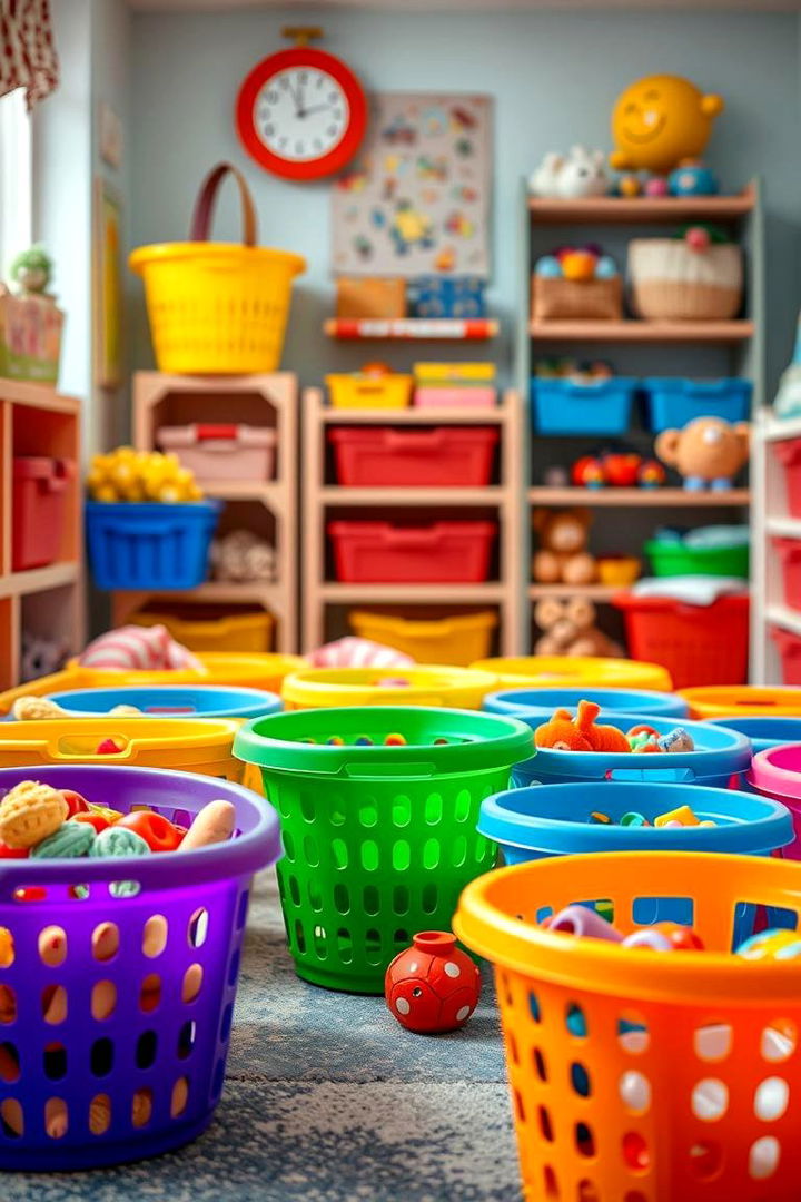 Colorful Baskets and Bins - 22 Playroom Storage Ideas