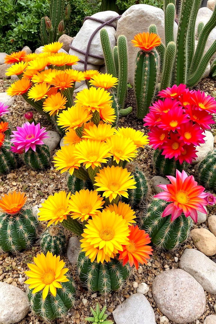 Colorful Blooming Cactus Features - 22 Cactus Garden Ideas