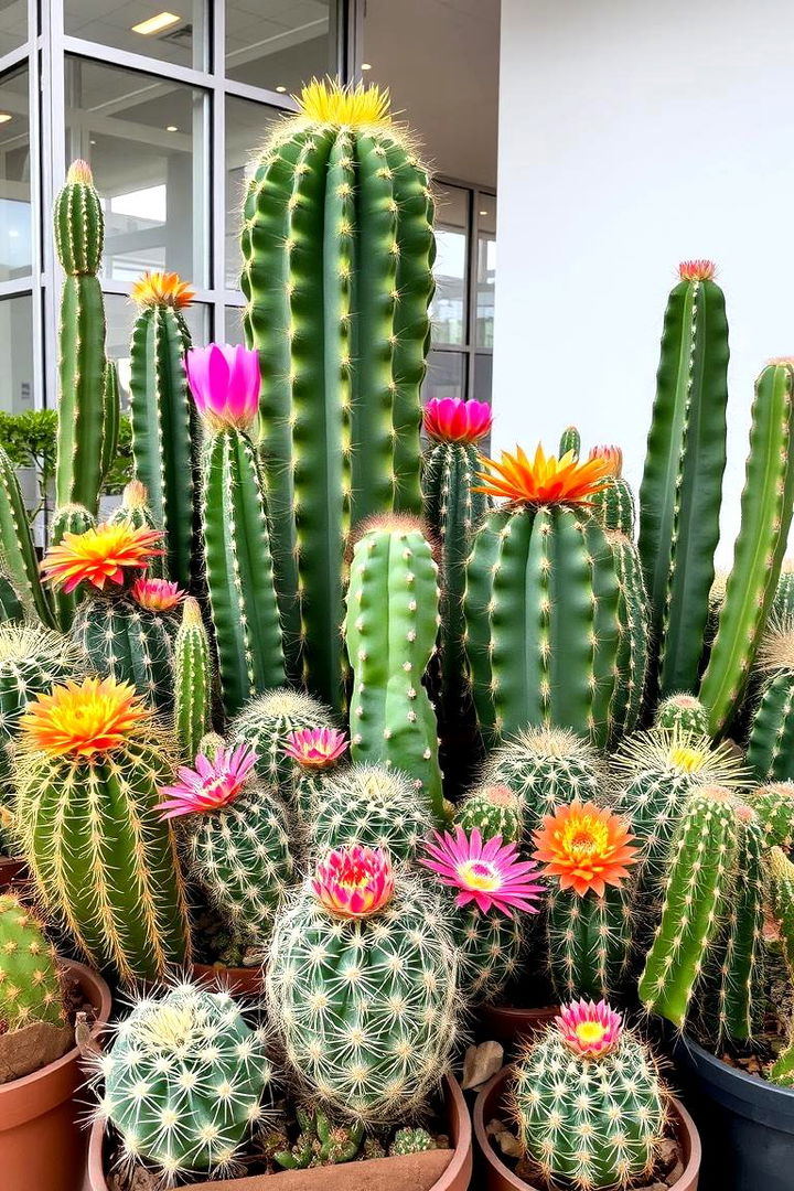 Colorful Cacti Composition - 22 Garden Centerpiece Ideas