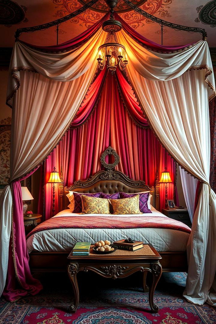 Colorful Canopy Beds for Dramatic Flair - 22 Colorful Boho Bedroom Ideas