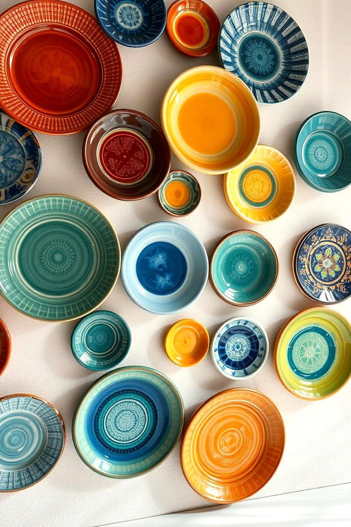 Colorful Ceramic Plates - 22 Kitchen Wall Decor Ideas