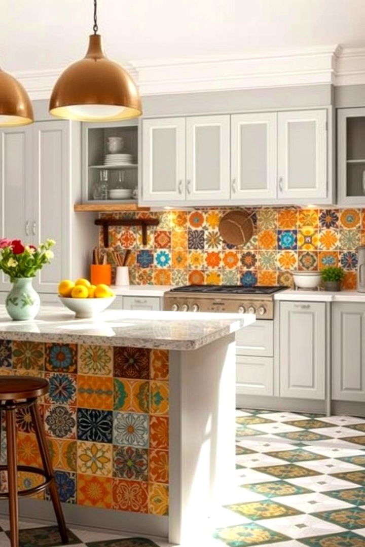 Colorful Ceramic Tiles - 22 Kitchen Island Back Panel Ideas