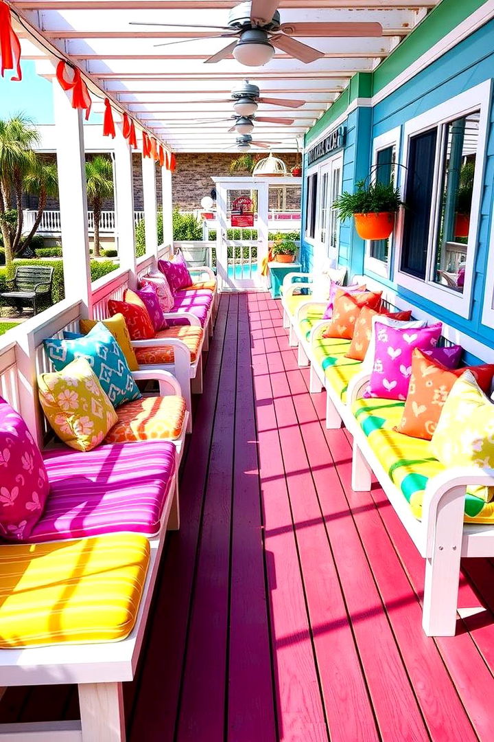 Colorful Cushioned Benches - 22 Deck Seating Ideas
