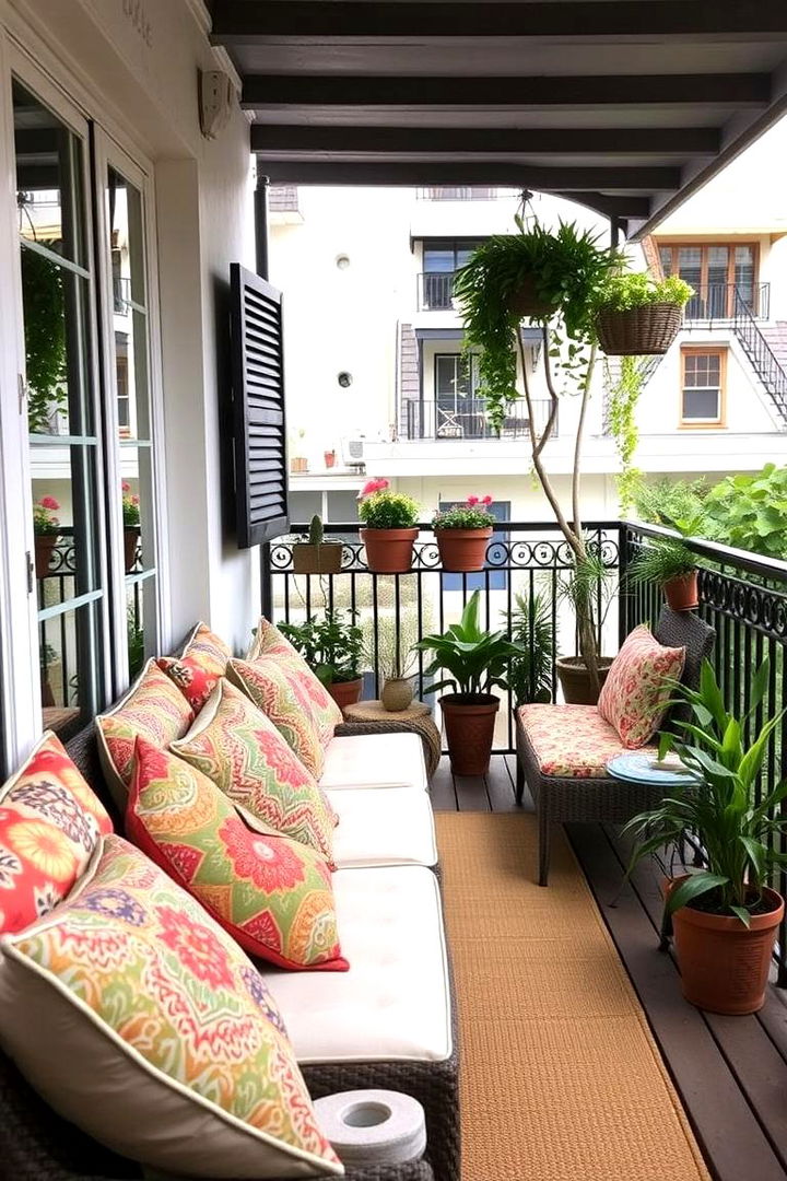 Colorful Cushions for Comfort - 22 Small Balcony Ideas