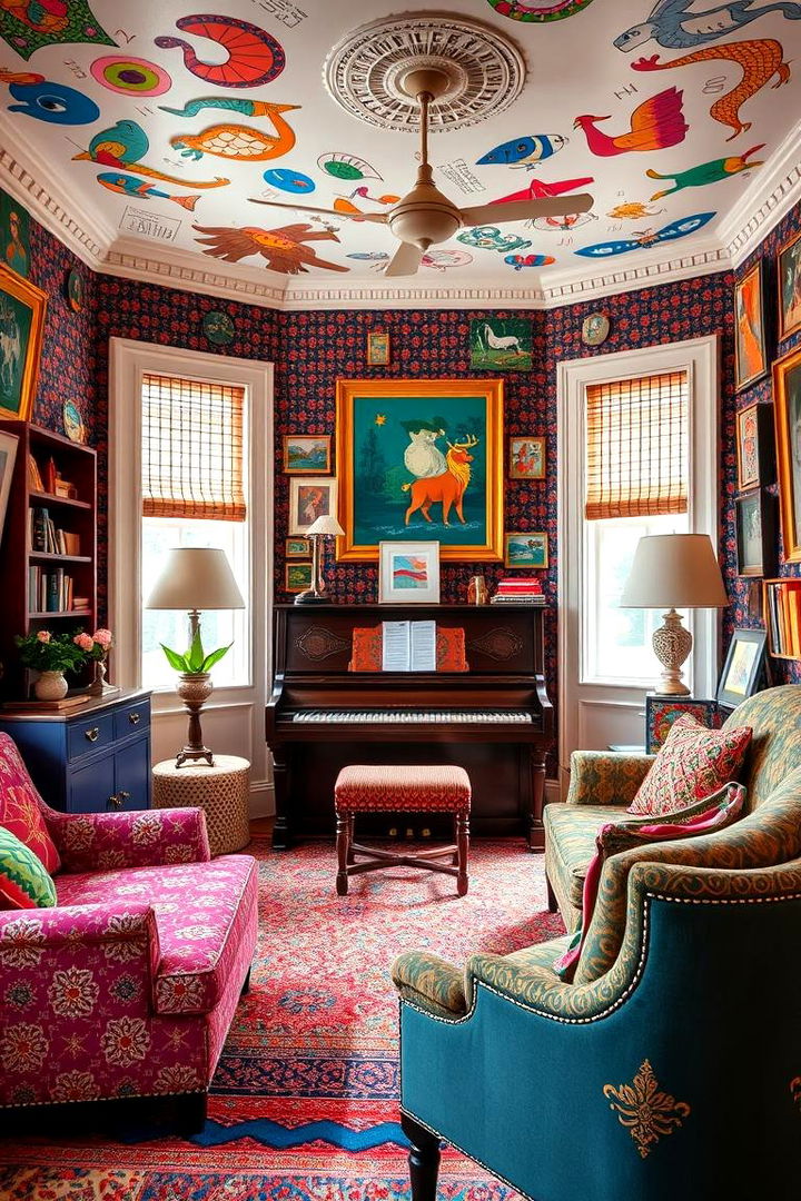 Colorful Eclectic Piano Room - 22 Piano Room Ideas