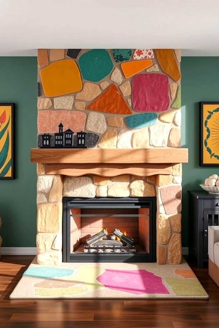Colorful Faux Stone Fireplaces for a Pop of Style - 22 Faux Stone Fireplace Ideas