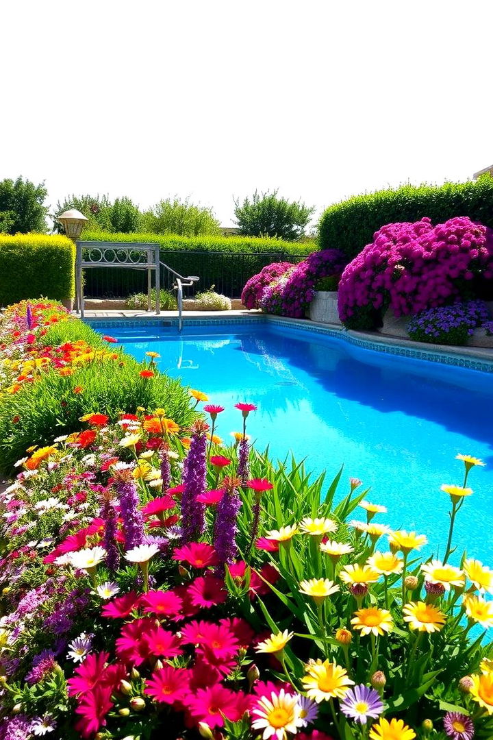 Colorful Flower Bed Accents - 22 Above Ground Pool Landscaping Ideas