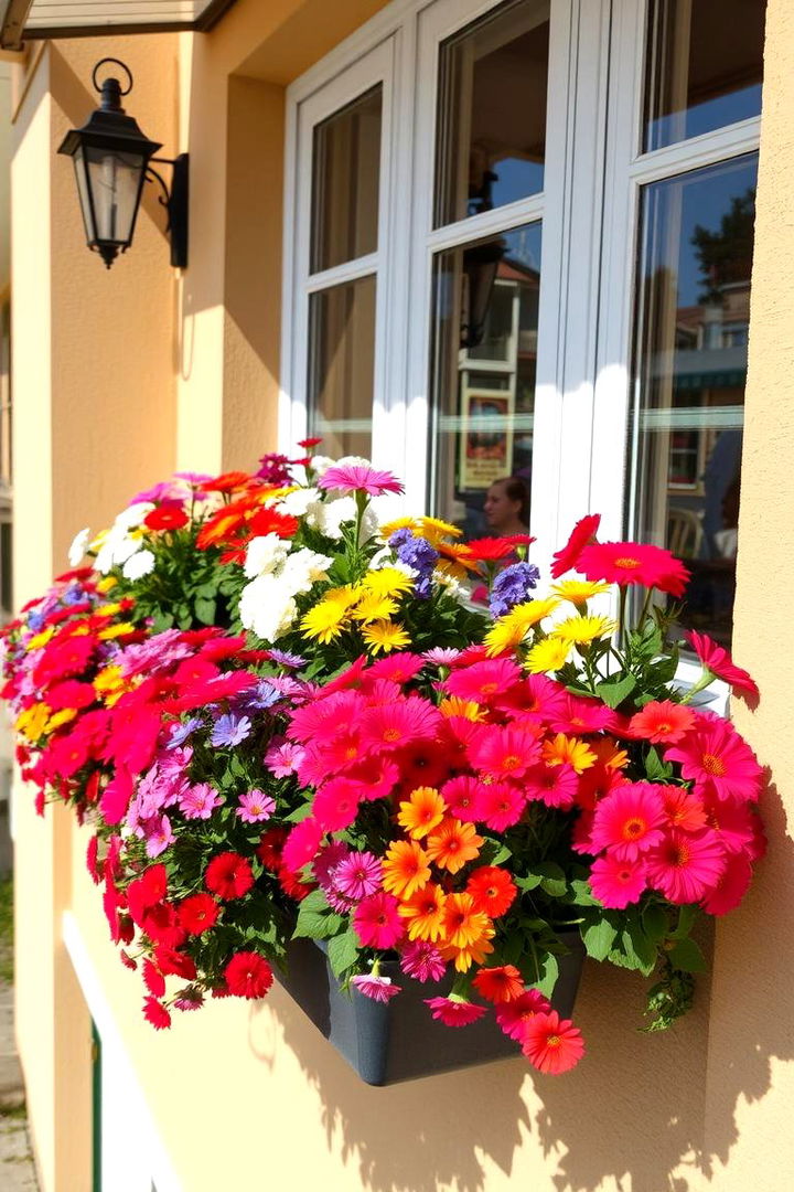 Colorful Flower Box Display - 22 Green Balcony Ideas