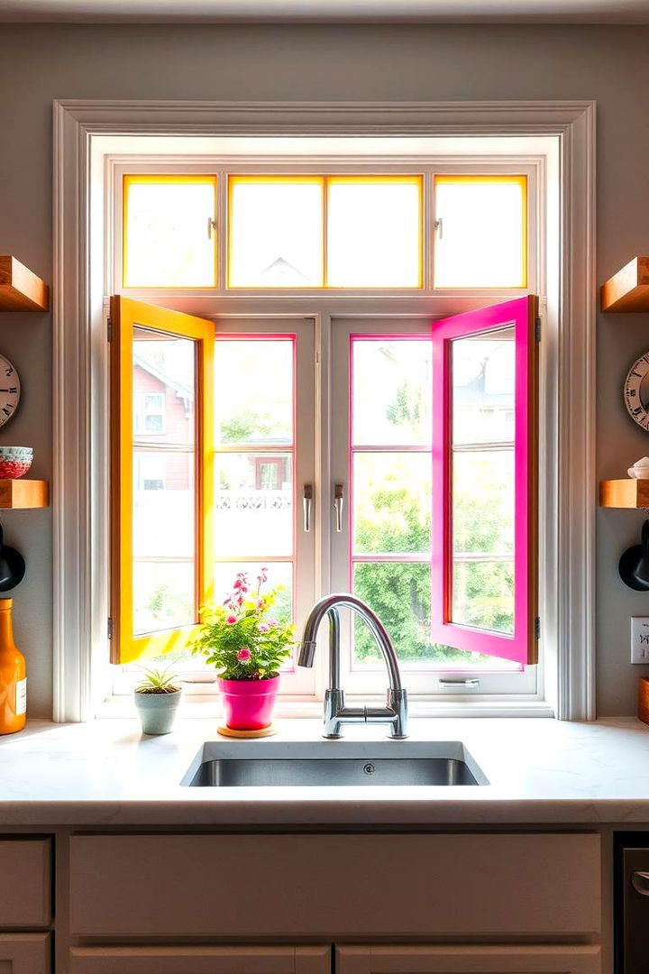 Colorful Frames to Elevate Style - 22 Kitchen Window Ideas Over Sink