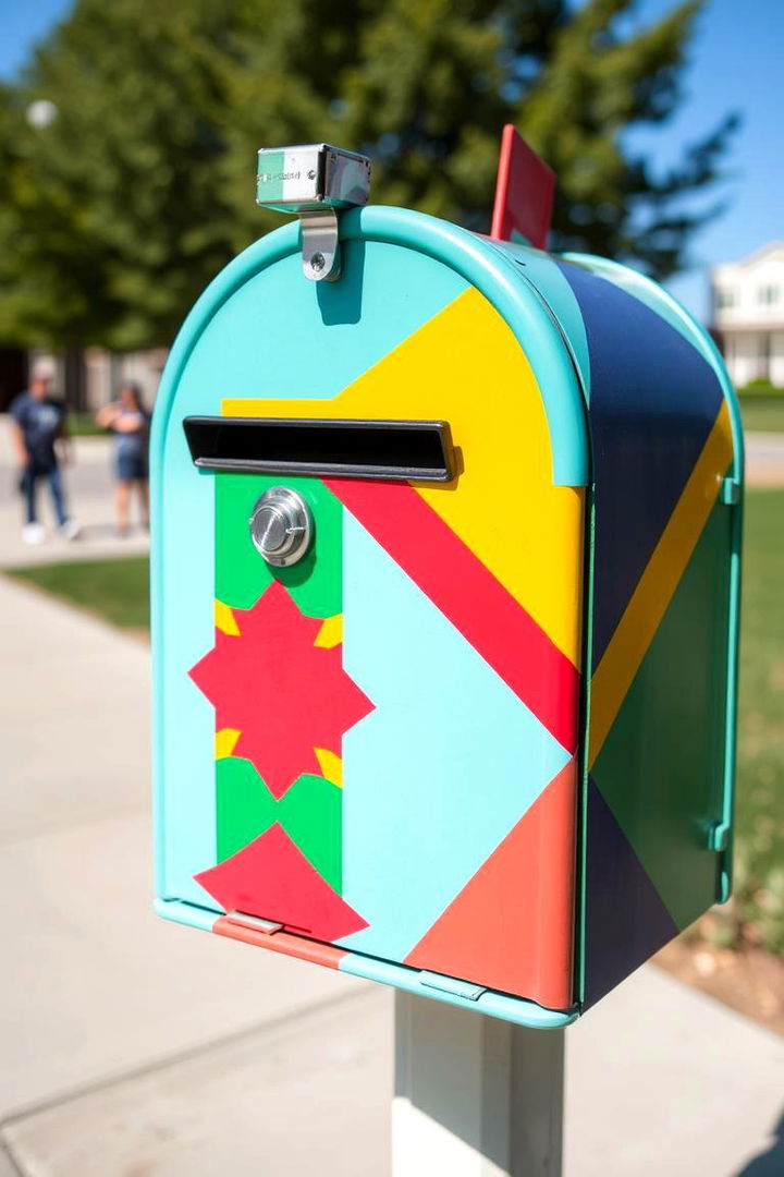 Colorful Geometric Designs - 22 Mailbox Decor Ideas