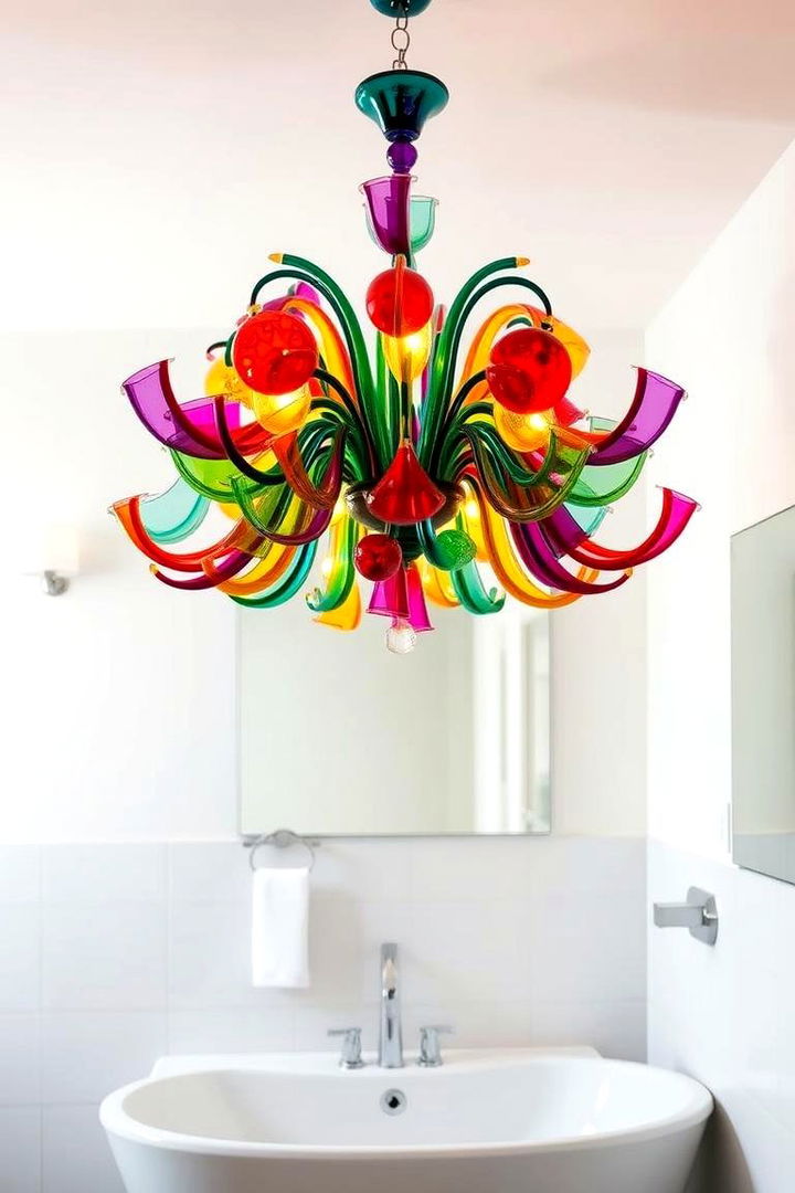Colorful Glass Bathroom Chandelier - 22 Bathroom Chandelier Ideas