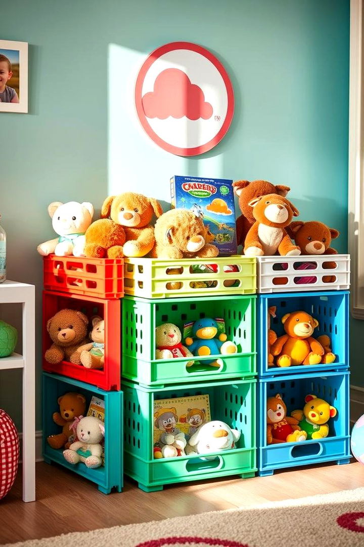 Colorful Kids Toy Organizer - 22 Milk Crate Storage Ideas