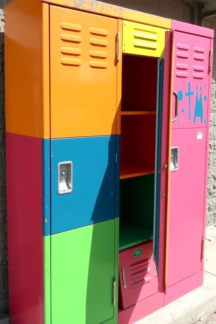 Colorful Metal Storage Locker - 22 Outdoor Toy Storage Ideas
