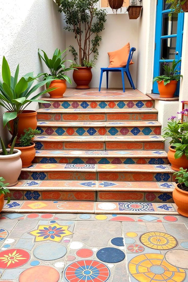 Colorful Mosaic Detail - 22 Patio Steps Ideas