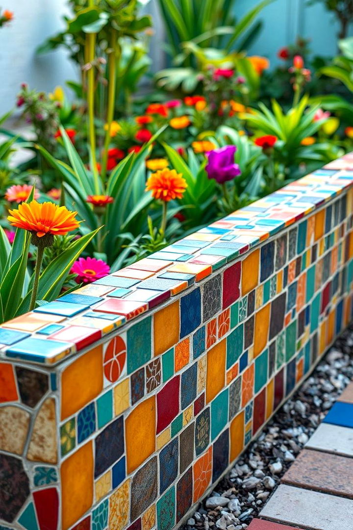 Colorful Mosaic Dividers for Artistic Expression - 22 Garden Divider Ideas