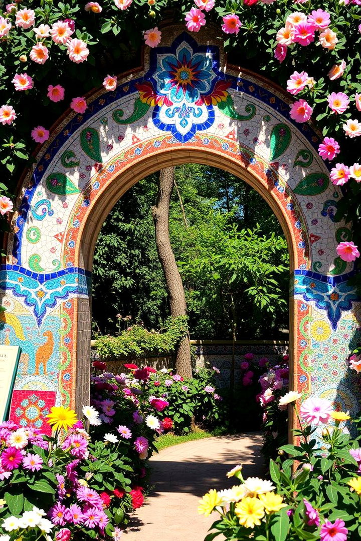 Colorful Mosaic Garden Arch - 22 Garden Arch Ideas