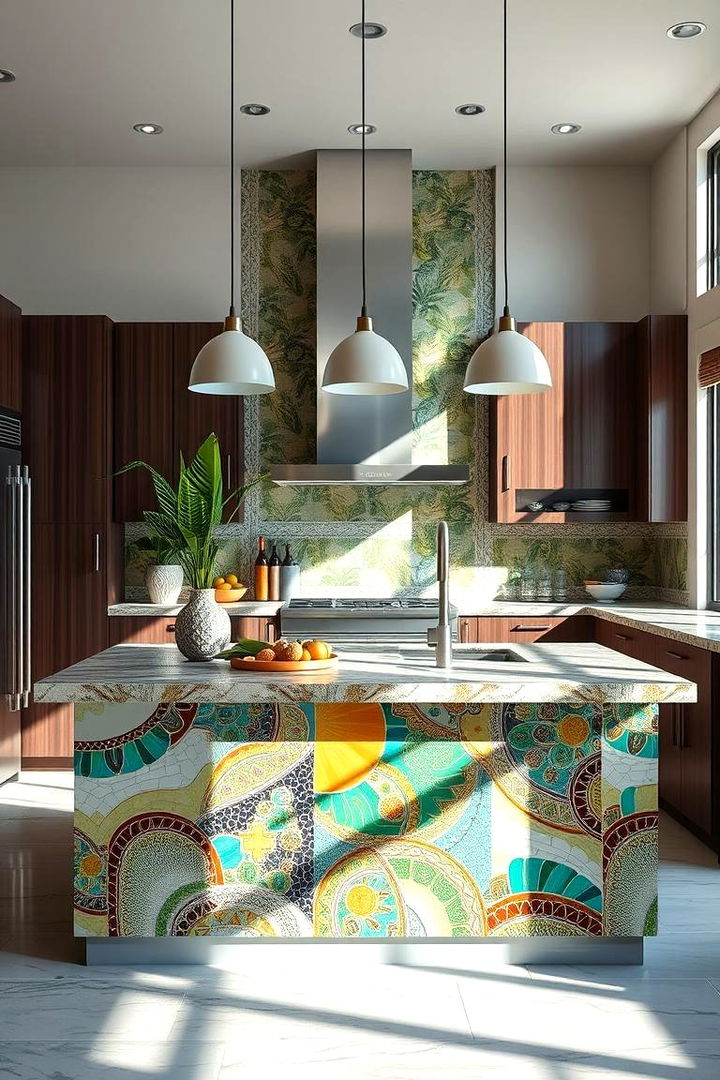 Colorful Mosaic Kitchen Islands - 22 Tropical Kitchen Ideas