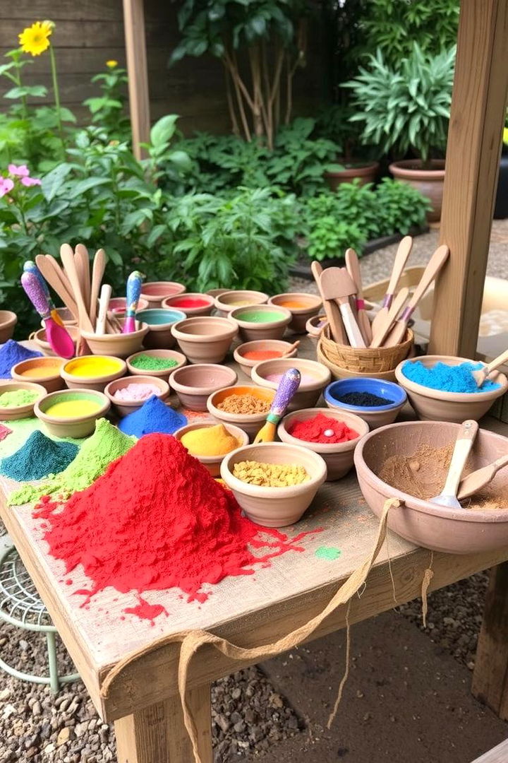 Colorful Mud Pottery Station - 22 Mud Kitchen Ideas for Kids
