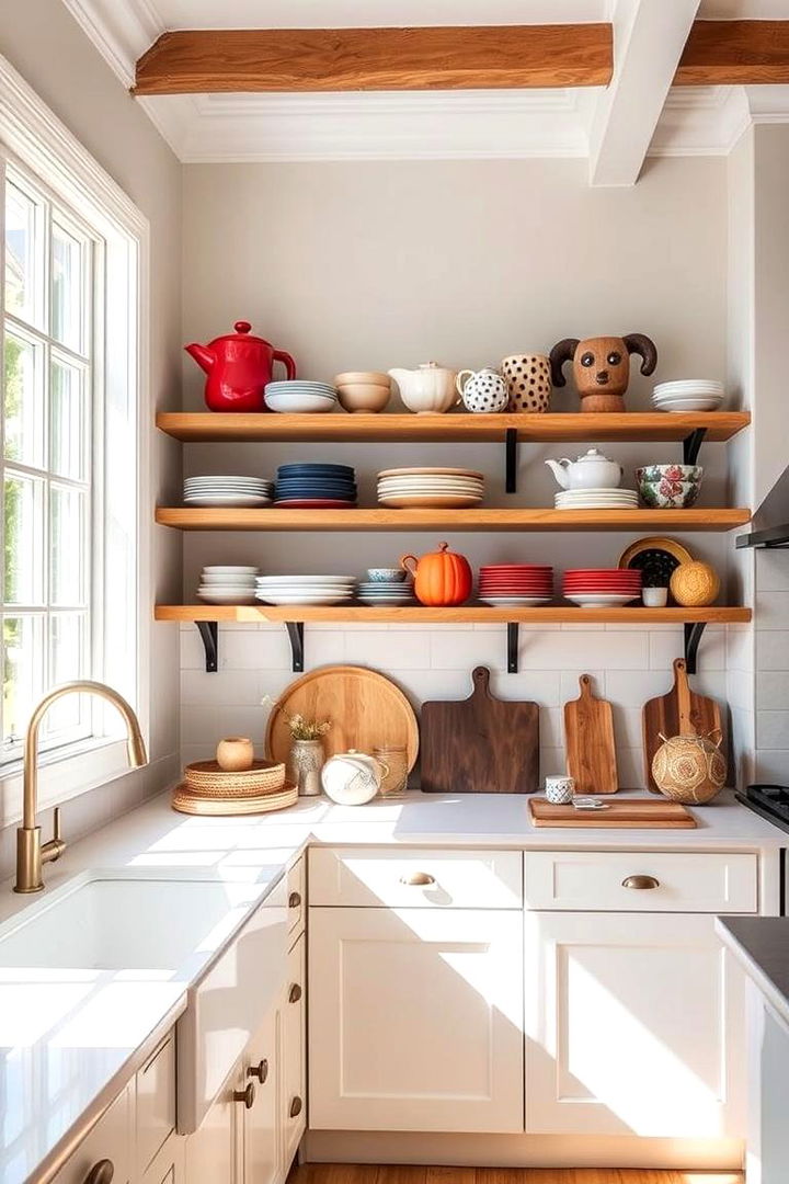 Colorful Open Shelving Displays - 22 Maximalist Kitchen Decor Ideas