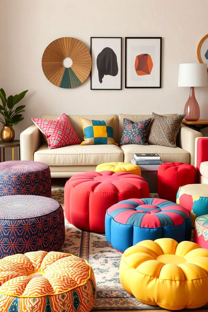 Colorful Ottomans and Poufs - 22 Living Room Furniture Ideas