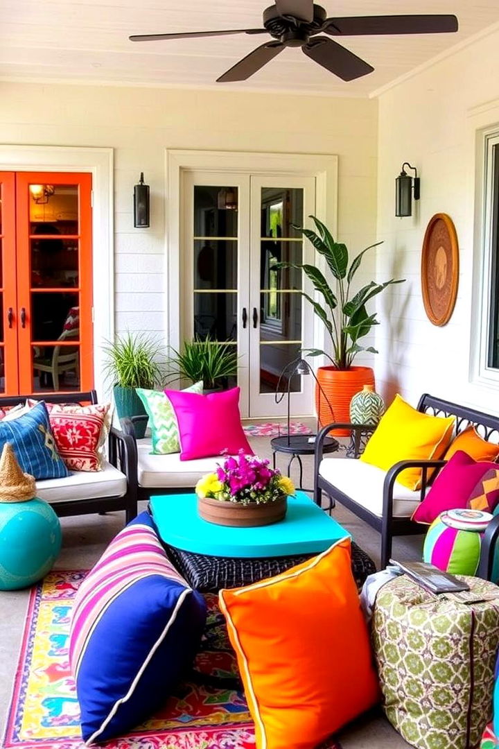 Colorful Outdoor Accessories - 22 Small Patio Ideas