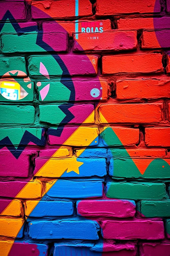 Colorful Painted Brick Effect - 22 Brick Wallpaper Ideas