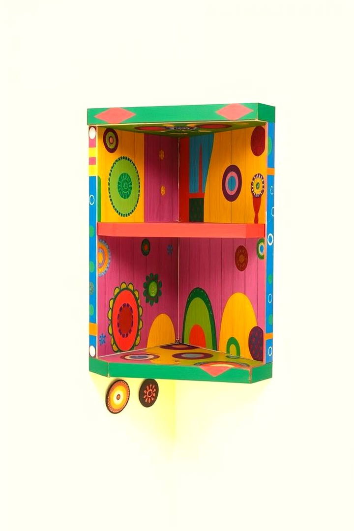 Colorful Painted Corner Shelf Accent - 22 Corner Shelf Ideas