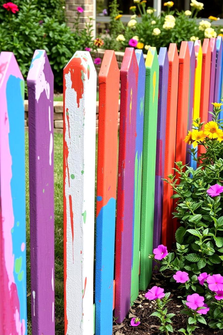Colorful Painted Fence - 22 Small Garden Fence Ideas