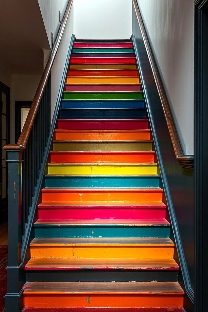 Colorful Painted Steps for a Vibrant Touch - 22 Basement Stair Ideas