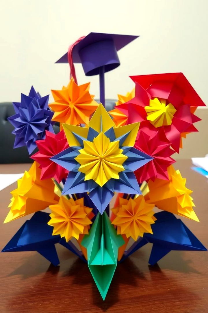 Colorful Paper Origami Centerpiece - 22 Graduation Centerpiece Ideas