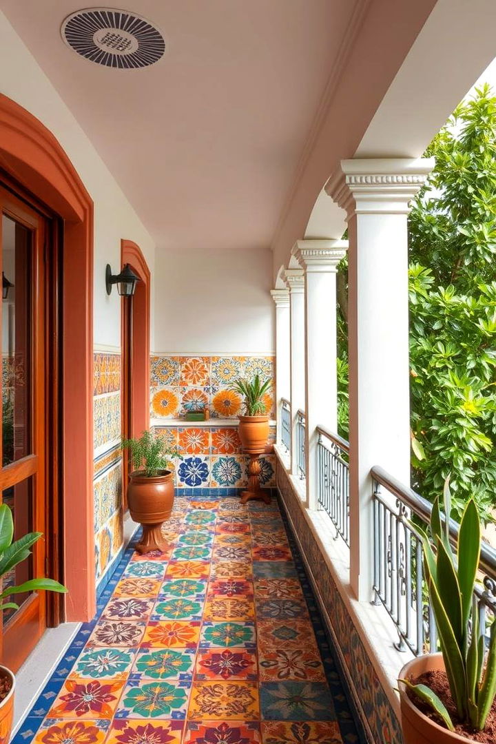 Colorful Patterned Accents - 22 Balcony Tiles Ideas