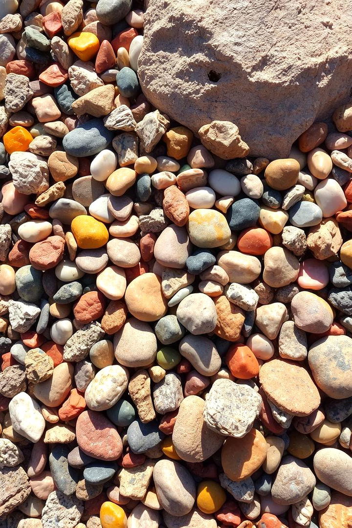 Colorful Pebble and Rock Arrangement - 22 Rock Garden Ideas