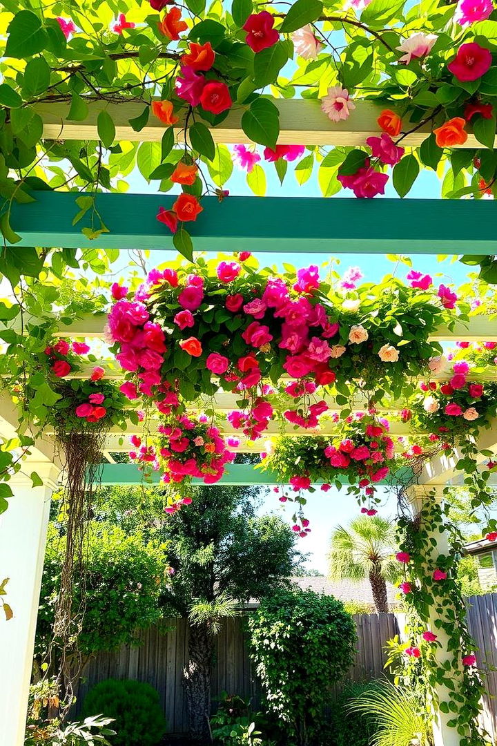 Colorful Pergola Canopy - 22 Tropical Backyard Ideas