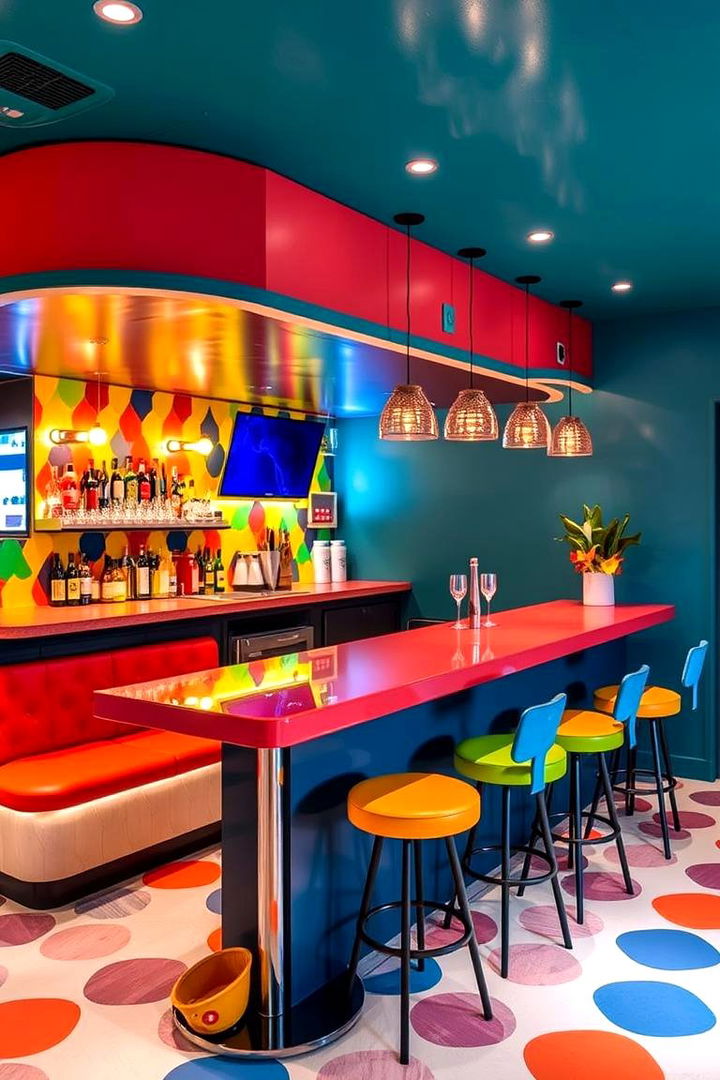 Colorful Pop Accent Bar - 22 Kitchen Bar Ideas