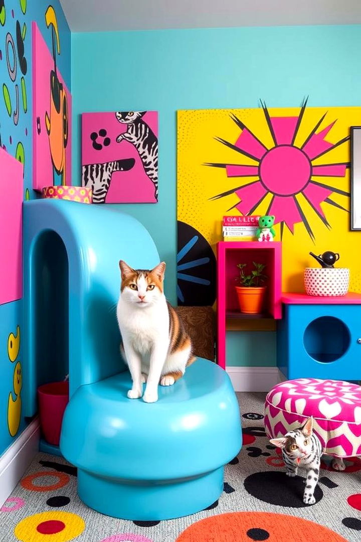 Colorful Pop Art Cat Zone - 22 Cat Room Ideas